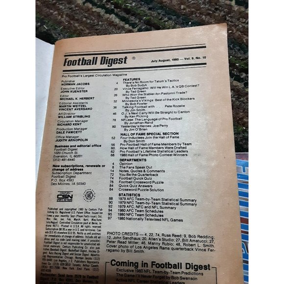 Football Digest Magazine August 1980 Vince Ferragamo Los Angeles Rams Simpson - Picture 2 of 2